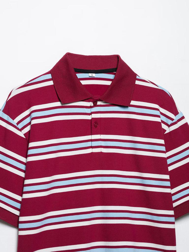2025 Women's College Style Striped Polo Collar Slim Fit T-Shirt