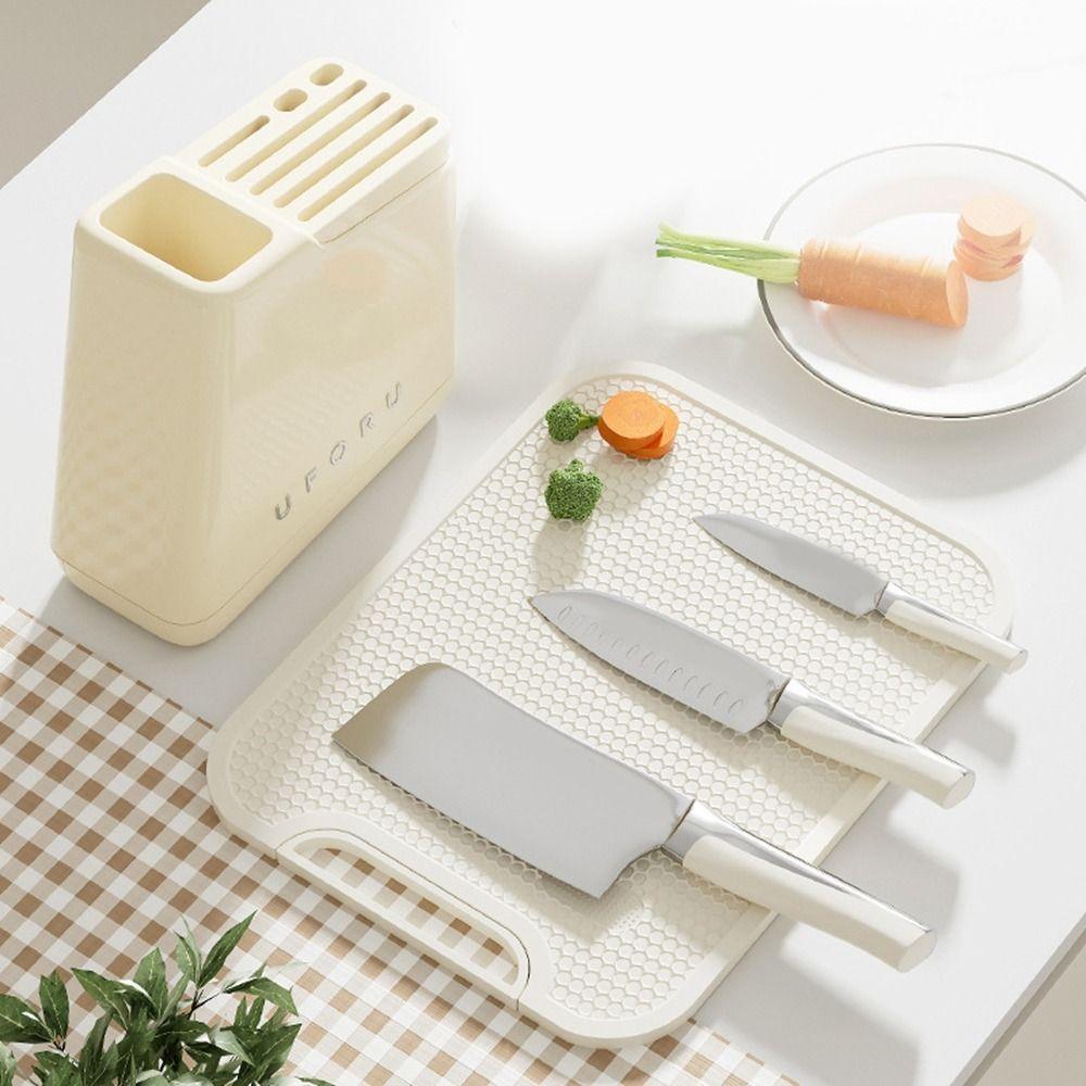 Large Capacity Countertop Knives Holder Anti-slip Cutlery Drying Rack  Kitchenware