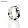 Two Tone Silver Black Ring Black Enamel Stainless Steel Women and Mens Silver Color Trendy Casual Rings Size 7 8 10