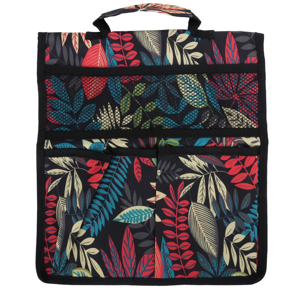 Banco Acolchoado Portátil Oxford para Jardim com Bolsa de Ferramentas Carrinho de Trabalho ao Ar Livre Bolsas Organizadoras Penduráveis Folhas Vermelhas