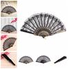 Black Spanish Style Dance Party Wedding Lace Silk Folding Hand Held Flower Fan