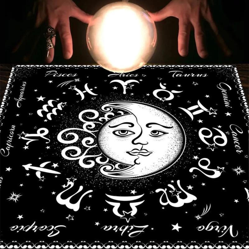 Astrology Tarots Table Altar Cloth Metaphysical Board Game Mat Pendulum Divinations Altar Tablecloth Board Game Card Pad