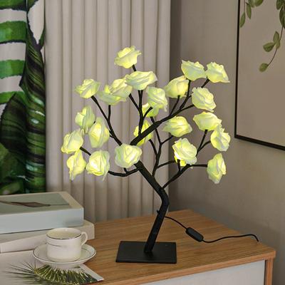 Rose Flower Tree Lamp USB Powered Night Light LED Artificial Bonsai Flower Tree Table Rose Lamp Mother's Day