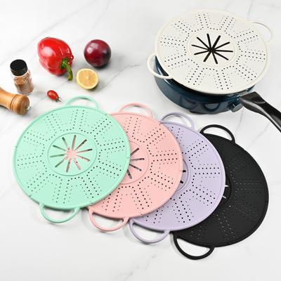 Dökülmeyi Önleyici Kapak Silikon Yüksek Sıcaklığa Dayanıklı Yeniden Kullanılabilir Mutfak Kapağı Haşlanmayı Önleyici Tutamaklar Buhar Delikli Tasarım