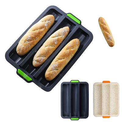 3 Grid Silicone Baguette Loaf Tray Pan Non-Stick Perforated Fench Bread Baking Mould
