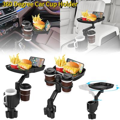Adjustable Car Cup Holder Car Interior Accessories Car Cup Holder Tray with 360 Degree Swivel Base Auto Tray