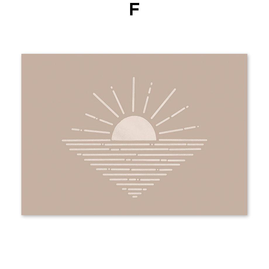 Linie Val Plajă Palmier Surf Pasăre Boho Postere Și Imprimeuri Pictură pe Pânză Artă Nordică de Perete Imagini Pentru Living Decor Acasă