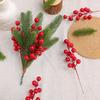 Artificial Pine Branches with Red Berries, 20-30Pcs Fake Greenery Stems for Christmas Tree Vase Centerpiece Decor
