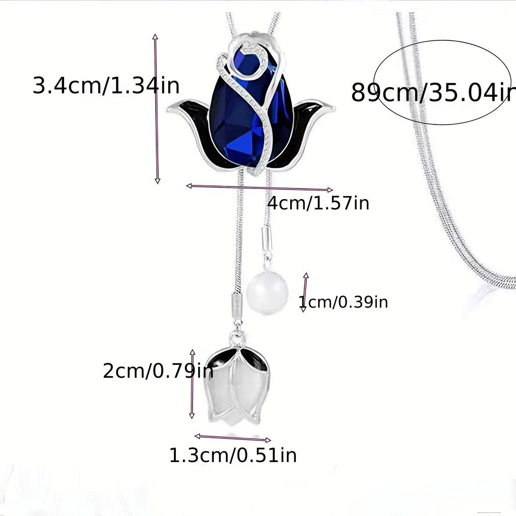 Korean Style Rose Personality Creative Flower Luxury Long Pendant Necklace