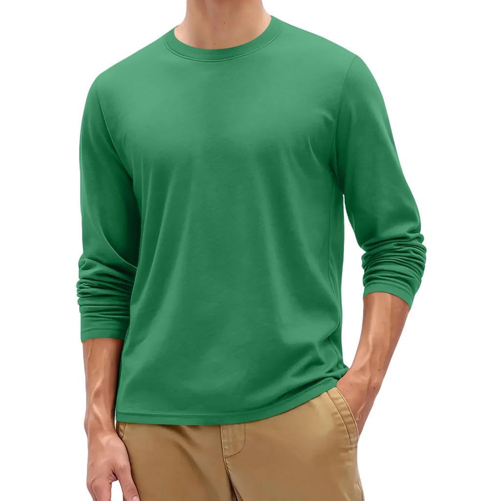 Pánské základní tričko s kulatým výstřihem a dlouhým rukávem