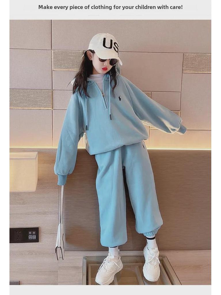 2024 Jarní Dívčí Ležérní Dvoudílná Mikinová Souprava v Korejském Stylu