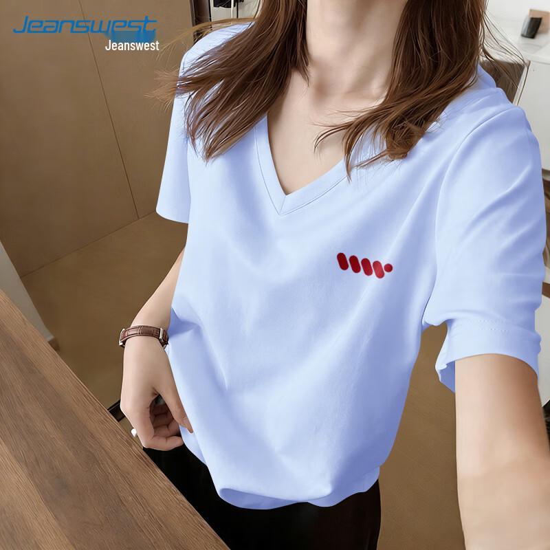 Jeanswest Men s V-Neck Line Dot Cotton T-Shirt S