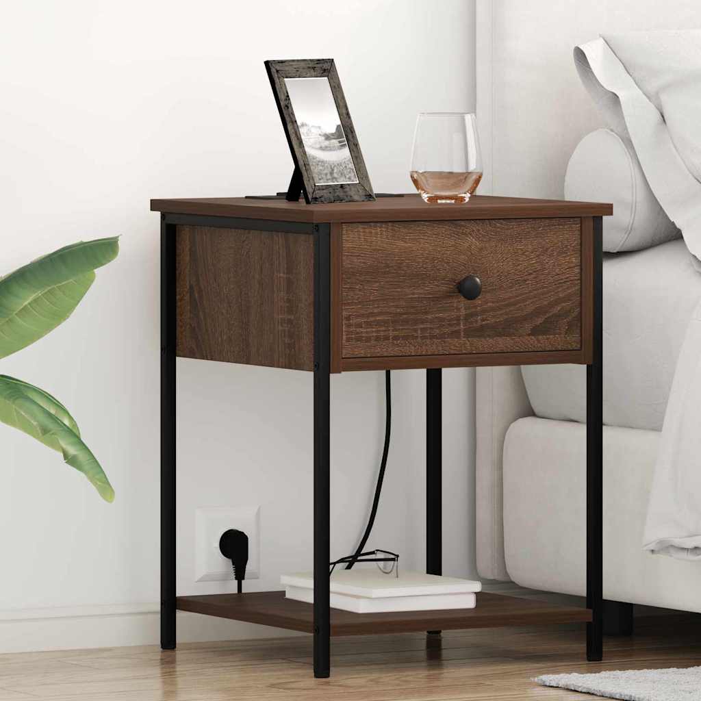 Nightstand Set of 2 Brown Oak Effect 42 x 41 x 56 cm