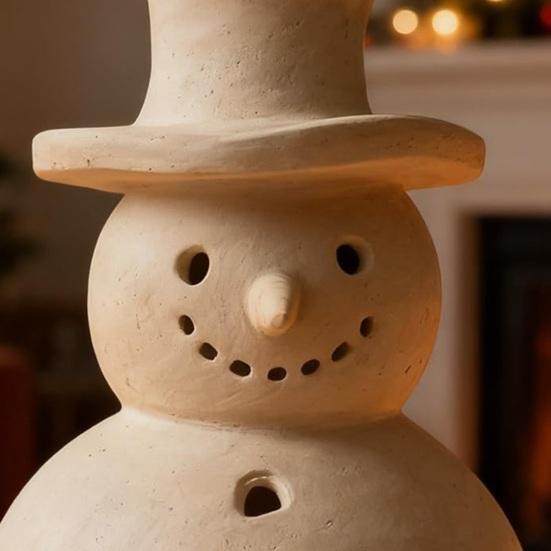 Light Up Snowman Christmas Decor LED Lighted Handmade White Snowman Figurine Winter Rustic Tabletop Ornaments for Holiday Home Decor