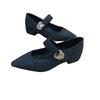 Hot Selling 2025 New Shoes Woman Comfortable Square Toe Female Footwear on Heels Summer Spring High Mary Janes Shoes Woman Flats