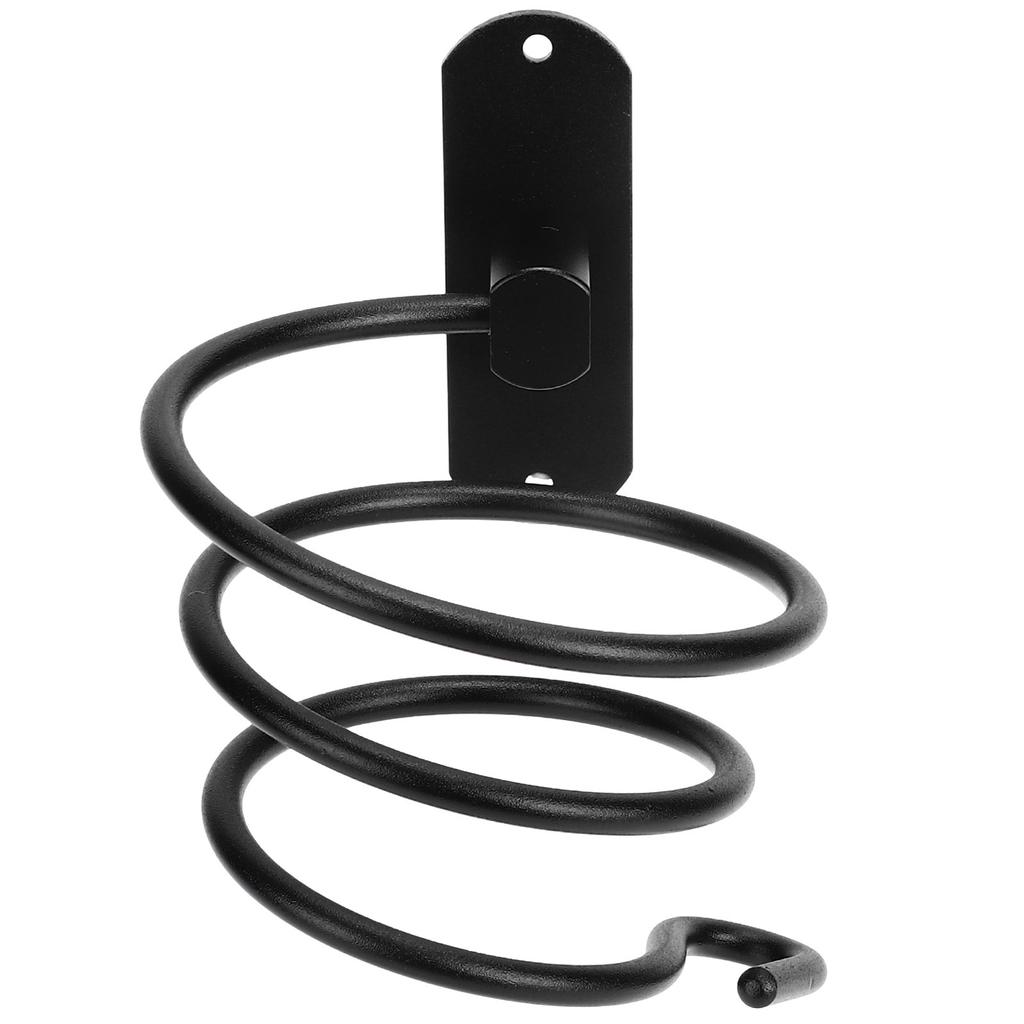 Hair Dryer Holder Wall Mounted Bathroom Blower Hanging Rack Organizer Punching Free Black