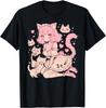 Kawaii Katze Mädchen Anime Grafik T-Shirt Weiches Baumwoll-T-Shirt Niedliche Manga Herzen Alltagsoberteil Weich