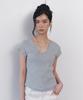 Kyuliti C 90S Line Slit Neck Half-Sleeve T-Shirt_Grey