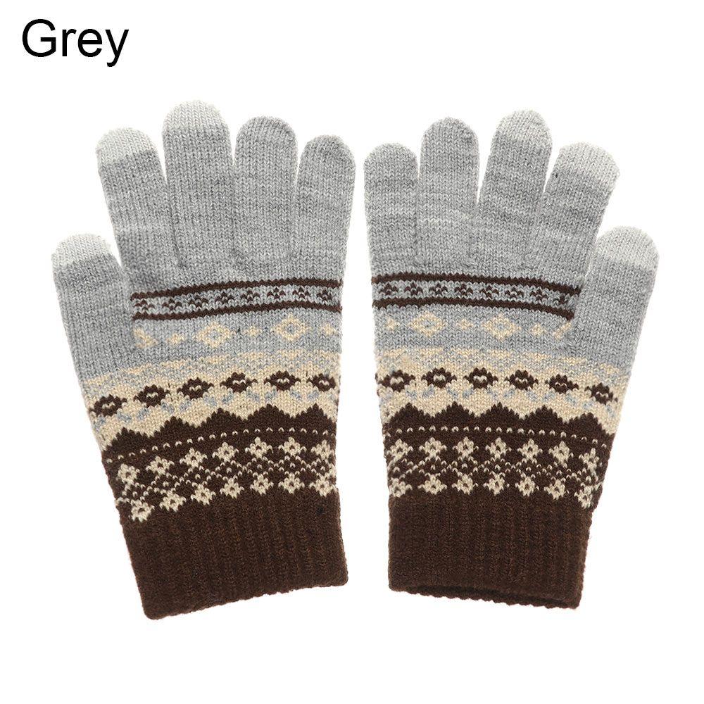 Outdoor Thick Warm Touch Screen Mittens Winter Gloves Knitted Full Finger Gloves