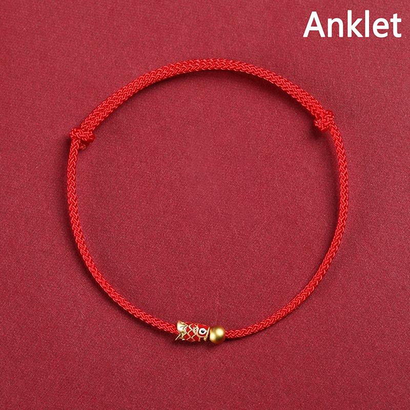 

Вишуканий щасливий червоний браслет з ниткою на щиколотці для чоловіків і жінок Коі ручної роботи плетений мотузковий браслет ювелірні вироби аксесуари подарунки