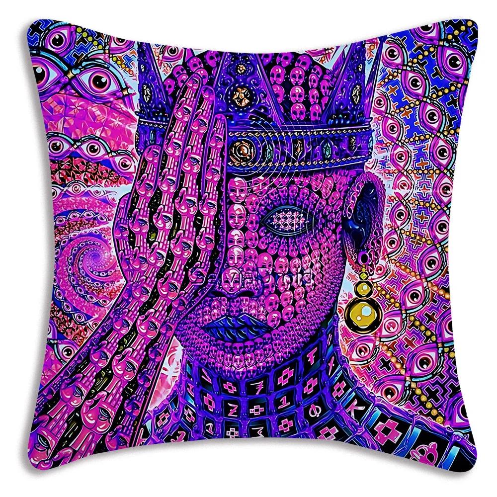 Home Decor Colorful Psychedelic Human Figure Pillow Covers Pattern Cushion Cover Suitable for Sofa Bedroom Car Pillow Cover