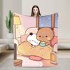 Cartoon Panda Bubu Dudu Flannel Throw Blanket Blanket for Bed Car Super Warm Quilt