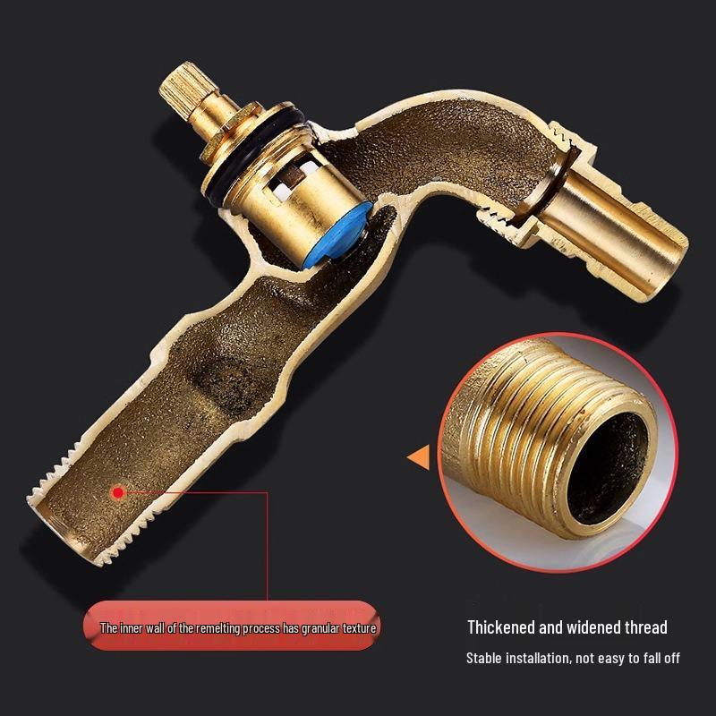 Grifo para Fregadero de Mopa de Estilo Europeo de Doble Uso con Rociador de Apertura Rápida - Agua Fría Única, Uno Entra Dos Salen