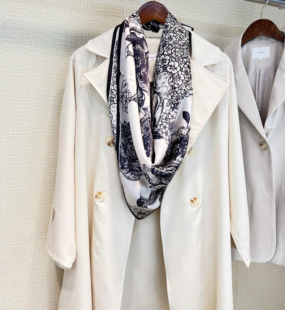 French Elegant Niche Design~ Silk Silk Scarves That Improve Taste, Satin Mulberry Silk Scarves, Summer, Commuting Square Scarves