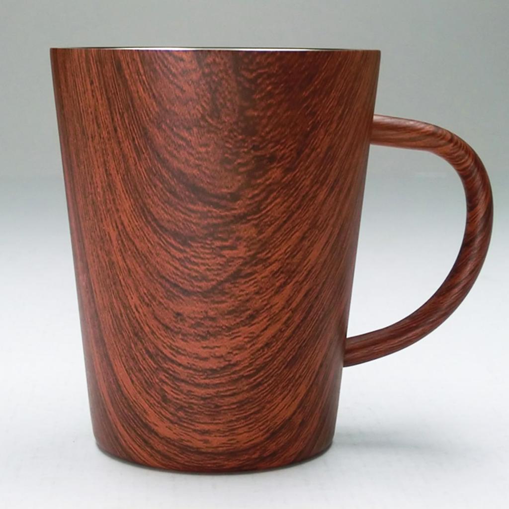 Edelstahlbecher Becher Hohl Doppelwandige Struktur 360ml Set für 2 Personen Spülmaschinenfest Holzdesign Geschenk Ca.. WD-5005AW