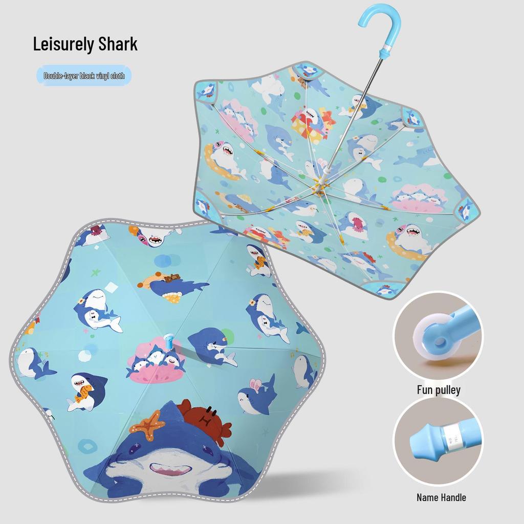 Children's Cartoon Umbrella: Safe, Rounded Corners, Anti-Puncture, Lightweight, Long Handle for Kindergarten & Elementary Boys and Girls.