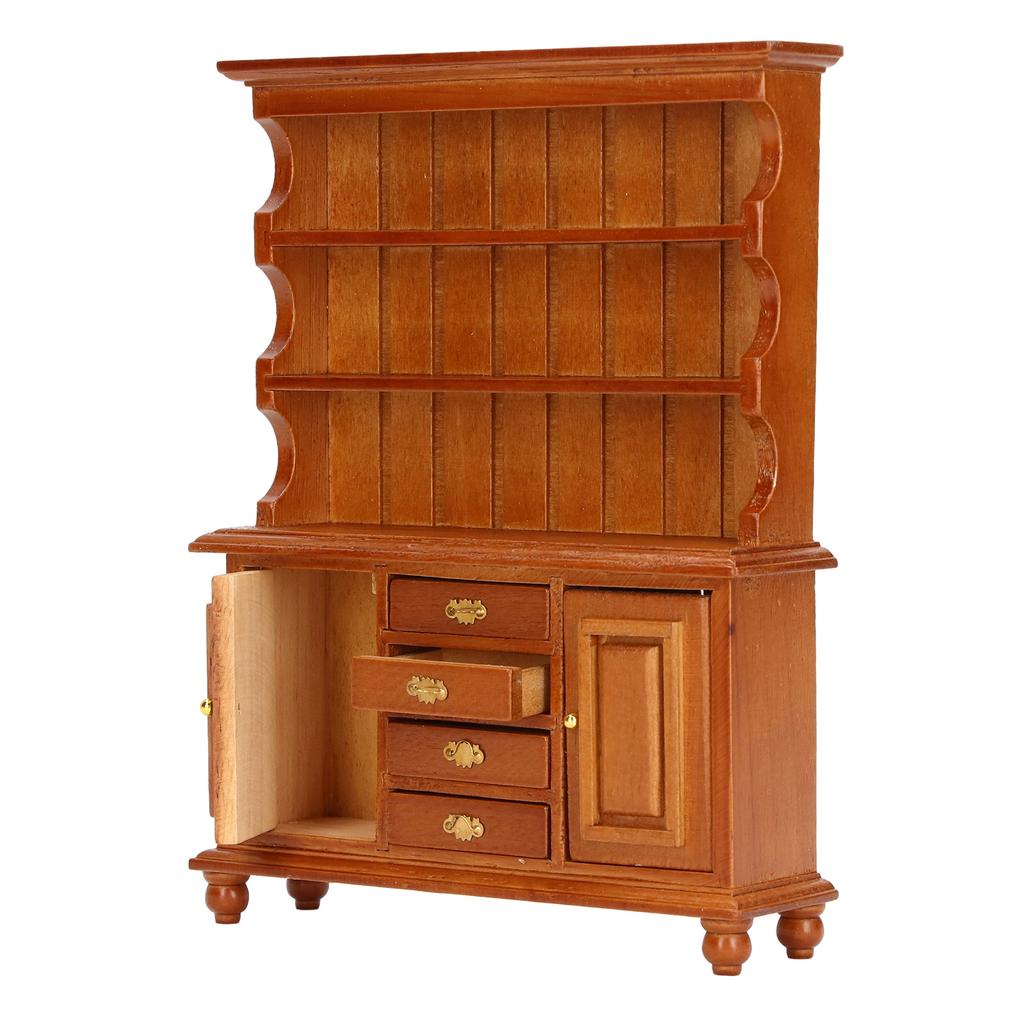 Dollhouse Bookshelf 1:12 Mini Doll House Furniture Retro Miniature Bookcase Savings Cabinet Study