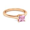 Solitaire Square Cut Pink Zirconia 925 Sterling Silver Rose Gold Vermeil Promise Women Wedding Ring