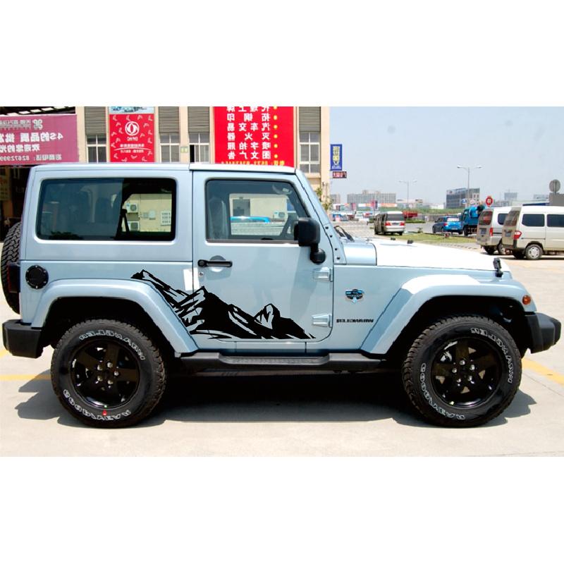 2Pcs Graphic Snow Mountain Car Sticker Auto Side Skirt Decal For Jeep Wrangler