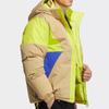 Adidas Originals Patchwork Logo Print Hooded Down Jacket Men Outerwear Beige H66016