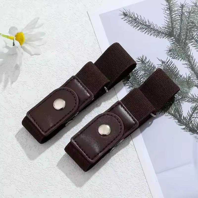 

2pcs set No Buckle Elastic Belt For Women Men Unisex Stretch Belt For Pants Jeans Casual Buckle Free Adjustable Invisible Belts