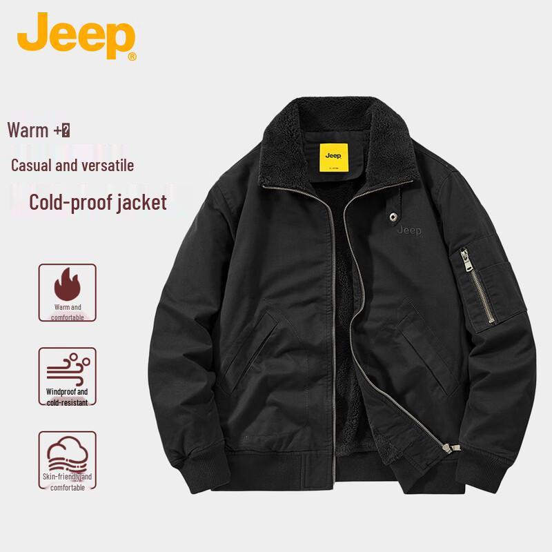 

JEEP Men s Casual Fleece-Lined Lapel Jacket L