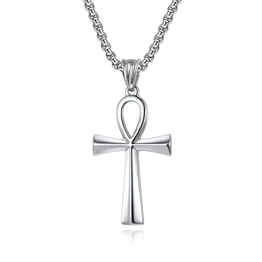 Necklace Vintage Pendant Amulet Talisman Ankh Cross Men Women Stainless Steel Egypt Egyptian Key Life Religious Jewelry Gift