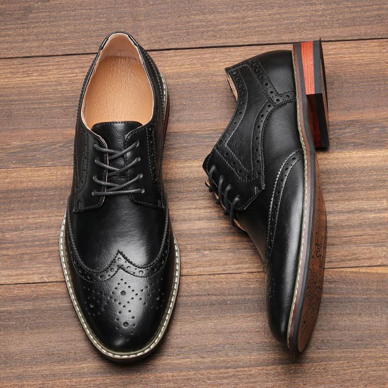 Fashion British Classic Men Brogue Shoes Business Men Handmade Dress Leather Shoes Oxford Shoes Luxury Social Man Shoe Plus Size 39-50