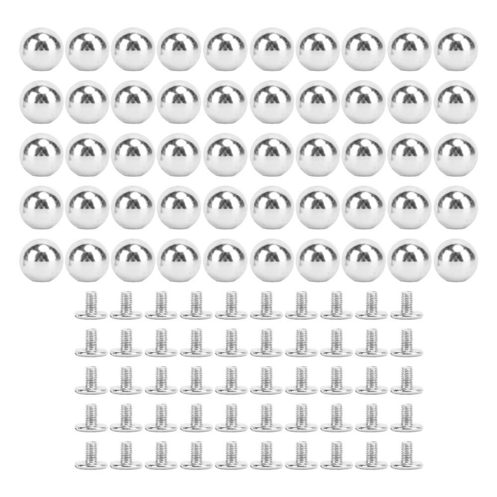 50sets 6mm Screws Ball Rivet Kits Multifunctional Metal Spikes Studs For Leather Crafts