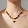 Retro Melaard Women's High-End Heart & Tiger Eye Bead Necklace Choker