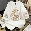 Girls' Summer Cotton Faux Embroidery Print T-Shirt, Unisex Fun Style, Short Sleeve School Top