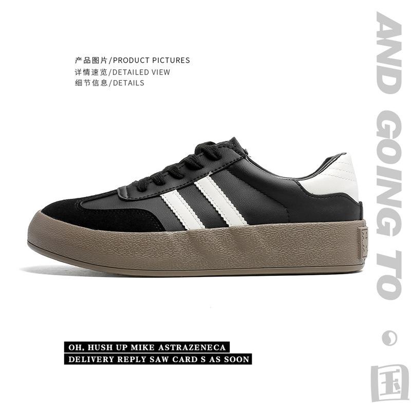 

Ретро немецкие тренировочные маленькие белые туфли мужские осенние на платформе мужские туфли универсальные повседневные ins студенческие модные туфли 7957 39 чёрный