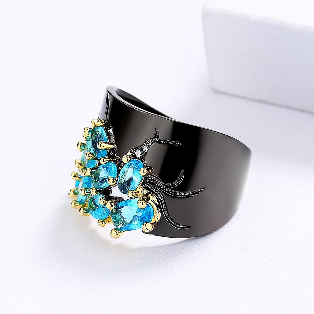 European and N Fashion Colored Crystal Ring Female Zircon Ring Rose Gold Ring