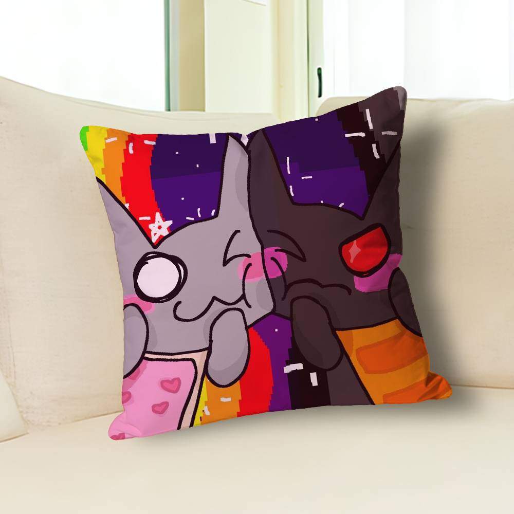 Funny N-Nyan Cat Pillow Cases for Bedroom Living Room Sofa Home Decor Polyester Cushion Cover with Zipper