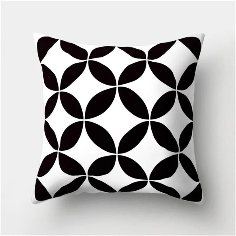 Black and White Geometric Simple High-end Space Pillowcase Patchwork Cushion Cover Striped Letter Pillowcase Home Decoration