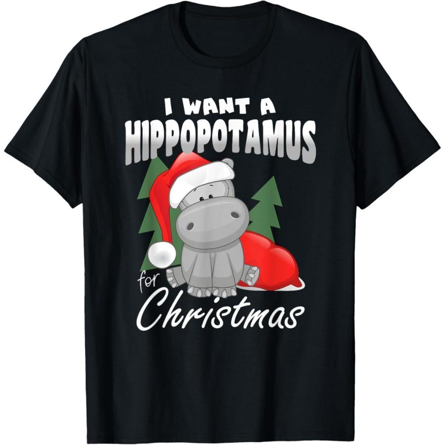 I want a Hippopotamus for Christmas Design T-Shirt XXXXXL чёрный