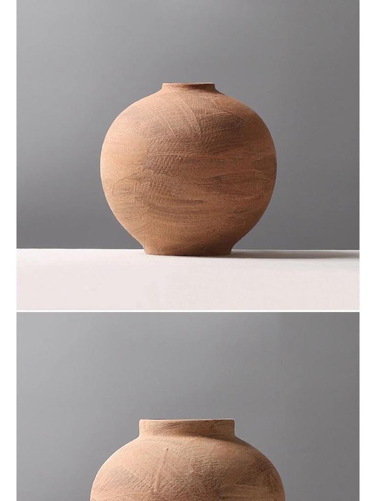 Simple Retro Wabi-Sabi Ceramic Flower Vase - Small Pottery Jar for Arrangements In Model Rooms, Homestays, or Hotels