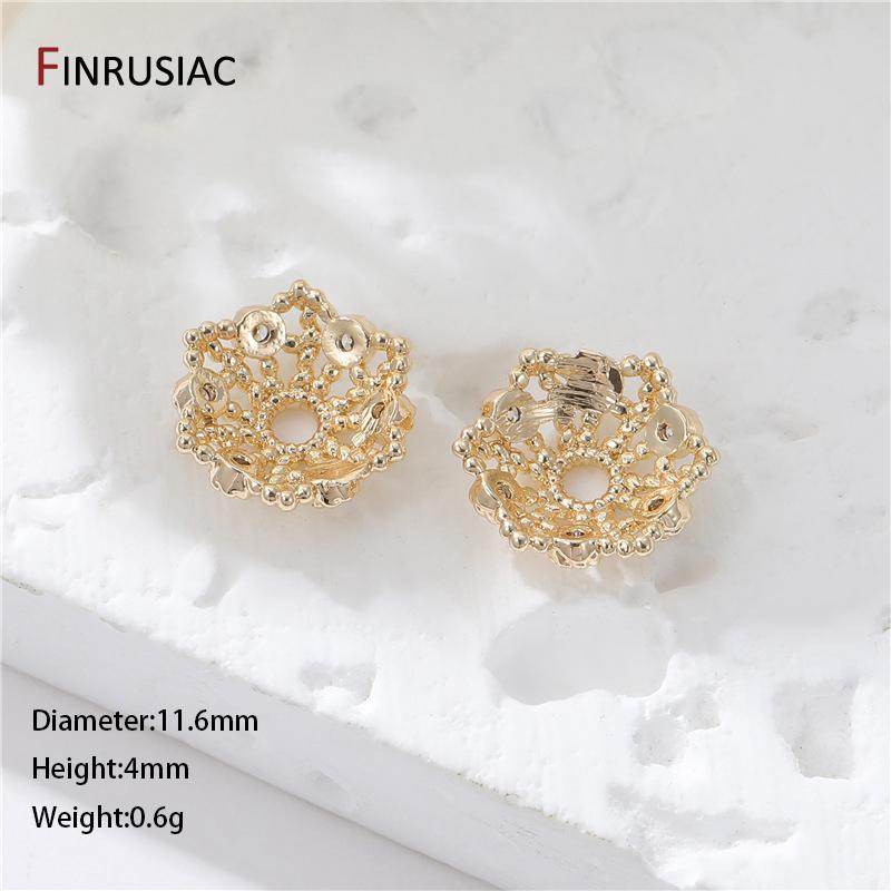 14K Goldplattiertes Messing Hohlblumenperlenkappen Endkappen Für Schmuckherstellung Zubehör Diy Fundstücke Zubehör