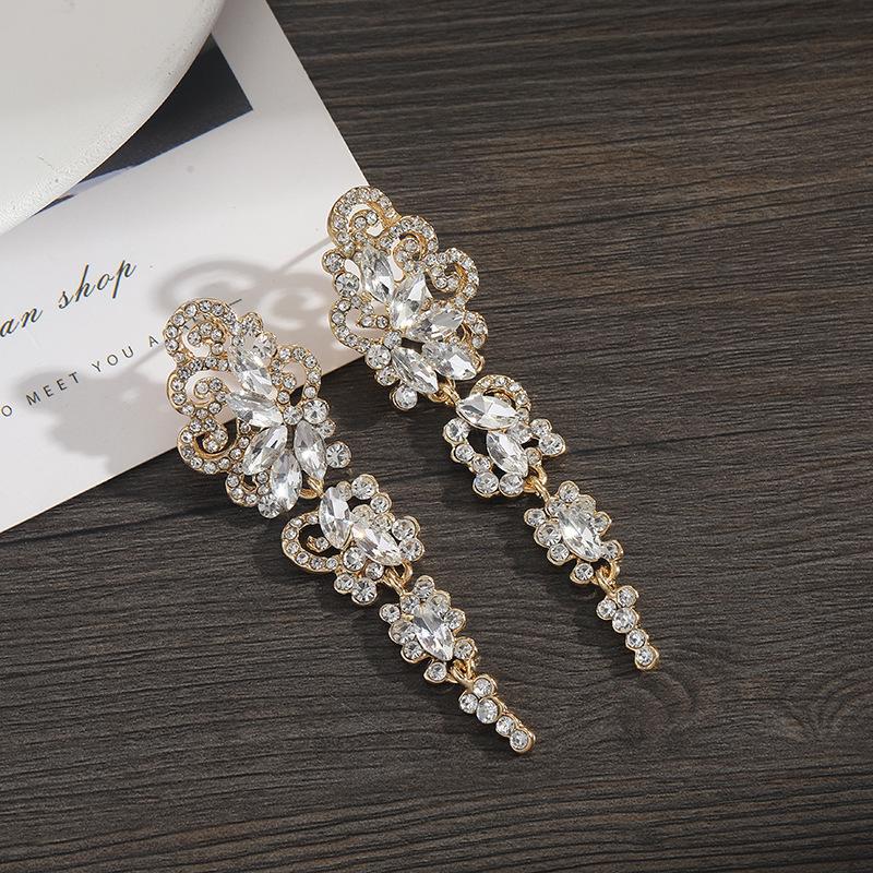 Fashionable European & American Crystal Bride Dangle Earrings