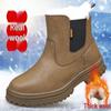 Men's Winter Wool High-Top Leather Snow Boots, Thick & Warm, Non-Slip Outdoor Mongolian Horse Style.